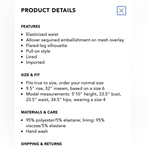 Free People,METAL Sequined Wide-Leg Pants,OOS On-Line,Excellent Condition,Size 6 - Picture 9 of 17